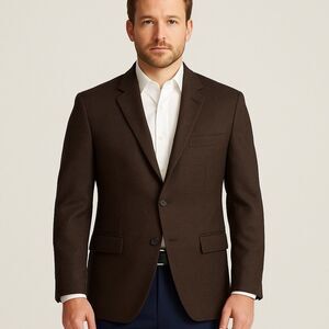 LAUREN Ralph Lauren Brown 100% Wool Blazer Suit Jacket Men's Size 44 Short Posh